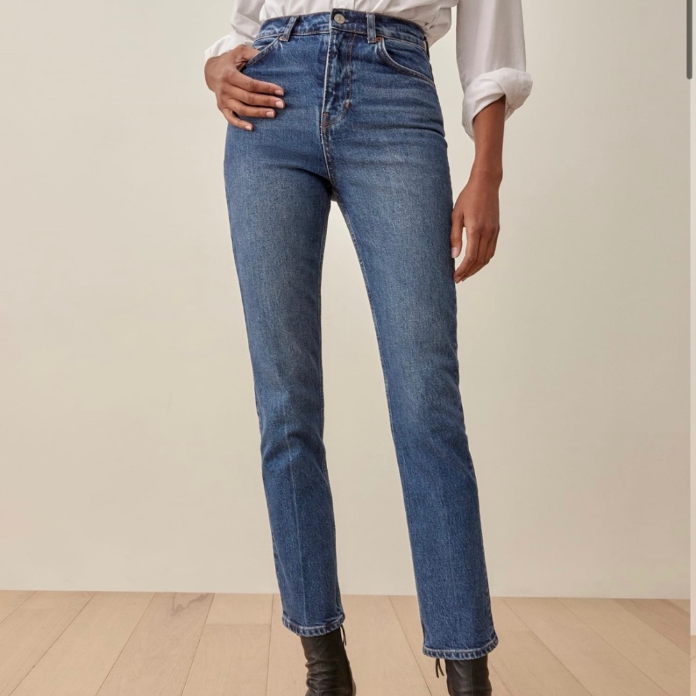 Reformation Liza Ultra High Rise Straight Jeans Icarian
